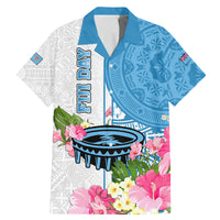 Fiji Day Family Matching Mermaid Dress and Hawaiian Shirt Tanoa Hibiscus Fijian Tapa Masi Pattern LT05 Dad's Shirt - Short Sleeve White - Polynesian Pride