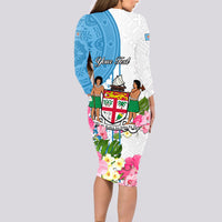 Personalized Fiji Day Long Sleeve Bodycon Dress Tanoa Hibiscus Fijian Tapa Masi Pattern LT05 - Polynesian Pride