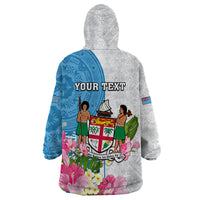 Personalized Fiji Day Wearable Blanket Hoodie Tanoa Hibiscus Fijian Tapa Masi Pattern LT05 - Polynesian Pride