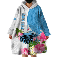 Personalized Fiji Day Wearable Blanket Hoodie Tanoa Hibiscus Fijian Tapa Masi Pattern LT05 - Polynesian Pride