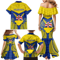 Niue Constitution Day Family Matching Mermaid Dress and Hawaiian Shirt Coat Of Arms Niuean Hiapo Pattern LT05 - Polynesian Pride