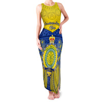 Niue Constitution Day Family Matching Tank Maxi Dress and Hawaiian Shirt Coat Of Arms Niuean Hiapo Pattern LT05 Mom's Dress Yellow - Polynesian Pride