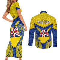 Personalized Niue Constitution Day Couples Matching Short Sleeve Bodycon Dress and Long Sleeve Button Shirts Coat Of Arms Niuean Hiapo Pattern LT05 - Polynesian Pride