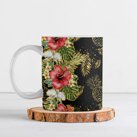Hawaii Discoverers Day Ceramic Mug Tropical Hibiscus Glitter Black LT05 Black - Polynesian Pride