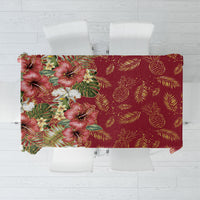 Hawaii Discoverers Day Tablecloth Tropical Hibiscus Glitter Crimson
