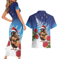 New Zealand Kiwi Christmas Couples Matching Short Sleeve Bodycon Dress and Hawaiian Shirt Xmas Vibe LT05 - Polynesian Pride
