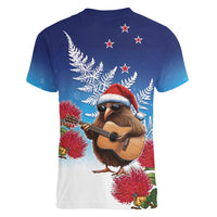 New Zealand Kiwi Christmas Women V-Neck T-Shirt Xmas Vibe LT05 - Polynesian Pride