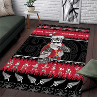 New Zealand Santa Tiki Christmas Area Rug Meri Kirihimete LT05 Black - Polynesian Pride