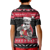 New Zealand Santa Tiki Christmas Kid Polo Shirt Meri Kirihimete LT05 - Polynesian Pride