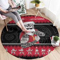 New Zealand Santa Tiki Christmas Round Carpet Meri Kirihimete LT05 - Polynesian Pride