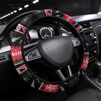 New Zealand Santa Tiki Christmas Steering Wheel Cover Meri Kirihimete LT05 Universal Fit Black - Polynesian Pride