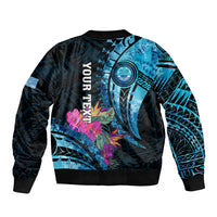 Personalised FSM Culture Day Sleeve Zip Bomber Jacket Tropical Flowers Tribal Pattern LT05 - Polynesian Pride