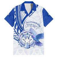 Personalised Northern Mariana Islands Commonwealth Day Family Matching Short Sleeve Bodycon Dress and Hawaiian Shirt Simple Style LT05 Dad's Shirt - Short Sleeve Blue - Polynesian Pride