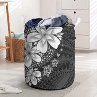 Polynesia Romantic Valentine Laundry Basket Sea Turtle Couple With Black Plumeria