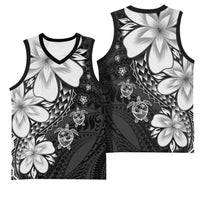 Polynesia Romantic Valentine Basketball Jersey Sea Turtle Couple With Black Plumeria