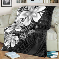 Polynesia Romantic Valentine Blanket Sea Turtle Couple With Black Plumeria