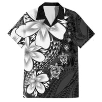 Polynesia Romantic Valentine Family Matching Off The Shoulder Long Sleeve Dress and Hawaiian Shirt Sea Turtle Couple With Black Plumeria LT05 Dad's Shirt - Short Sleeve Black - Polynesian Pride