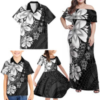Polynesia Romantic Valentine Family Matching Off Shoulder Maxi Dress and Hawaiian Shirt Sea Turtle Couple With Black Plumeria LT05 - Polynesian Pride