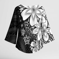 Polynesia Romantic Valentine Kimono Sleeve Blouse Sea Turtle Couple With Black Plumeria