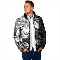 Polynesia Romantic Valentine Padded Jacket Sea Turtle Couple With Black Plumeria