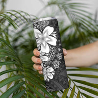 Polynesia Romantic Valentine Skinny Tumbler Sea Turtle Couple With Black Plumeria