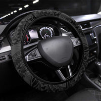 Polynesia Romantic Valentine Steering Wheel Cover Sea Turtle Couple With Black Plumeria