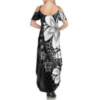 Polynesia Romantic Valentine Summer Maxi Dress Sea Turtle Couple With Black Plumeria