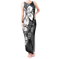 Polynesia Romantic Valentine Tank Maxi Dress Sea Turtle Couple With Black Plumeria