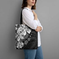 Polynesia Romantic Valentine Tote Bag Sea Turtle Couple With Black Plumeria