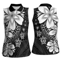 Polynesia Romantic Valentine Women Sleeveless Polo Shirt Sea Turtle Couple With Black Plumeria LT05 - Polynesian Pride