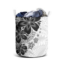 Polynesia Romantic Valentine Laundry Basket Sea Turtle Couple With White Plumeria