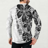 Polynesia Romantic Valentine Button Sweatshirt Sea Turtle Couple With White Plumeria