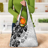 Polynesia Romantic Valentine Grocery Bag Sea Turtle Couple With White Plumeria