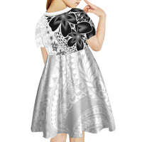 Polynesia Romantic Valentine Kid Short Sleeve Dress Sea Turtle Couple With White Plumeria