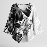 Polynesia Romantic Valentine Kimono Sleeve Blouse Sea Turtle Couple With White Plumeria