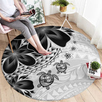 Polynesia Romantic Valentine Round Carpet Sea Turtle Couple With White Plumeria