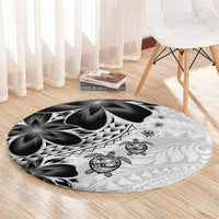 Polynesia Romantic Valentine Round Carpet Sea Turtle Couple With White Plumeria