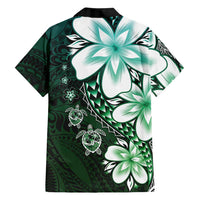 Polynesia Romantic Valentine Hawaiian Shirt Sea Turtle Couple With Aqua Gradient Plumeria