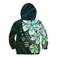 Polynesia Romantic Valentine Kid Hoodie Sea Turtle Couple With Aqua Gradient Plumeria
