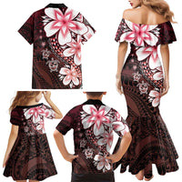 Polynesia Romantic Valentine Family Matching Mermaid Dress and Hawaiian Shirt Sea Turtle Couple With Red Gradient Plumeria LT05 - Polynesian Pride