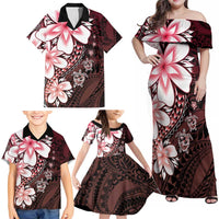 Polynesia Romantic Valentine Family Matching Off Shoulder Maxi Dress and Hawaiian Shirt Sea Turtle Couple With Red Gradient Plumeria LT05 - Polynesian Pride