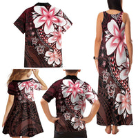 Polynesia Romantic Valentine Family Matching Tank Maxi Dress and Hawaiian Shirt Sea Turtle Couple With Red Gradient Plumeria LT05 - Polynesian Pride