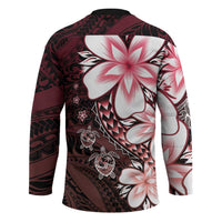 Polynesia Romantic Valentine Hockey Jersey Sea Turtle Couple With Red Gradient Plumeria