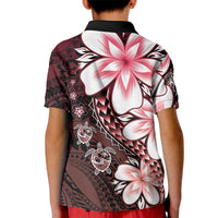 Polynesia Romantic Valentine Kid Polo Shirt Sea Turtle Couple With Red Gradient Plumeria
