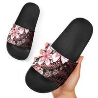 Polynesia Romantic Valentine Slide Sandals Sea Turtle Couple With Red Gradient Plumeria