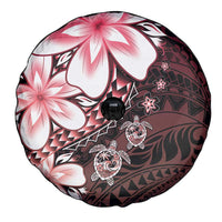 Polynesia Romantic Valentine Spare Tire Cover Sea Turtle Couple With Red Gradient Plumeria