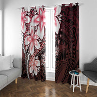 Polynesia Romantic Valentine Window Curtain Sea Turtle Couple With Red Gradient Plumeria