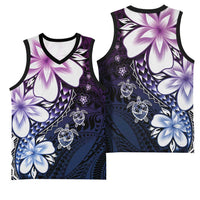 Polynesia Romantic Valentine Basketball Jersey Sea Turtle Couple With Purple Gradient Plumeria