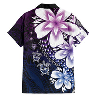 Polynesia Romantic Valentine Family Matching Off Shoulder Short Dress and Hawaiian Shirt Sea Turtle Couple With Purple Gradient Plumeria LT05 - Polynesian Pride
