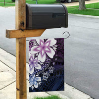 Polynesia Romantic Valentine Garden Flag Sea Turtle Couple With Purple Gradient Plumeria